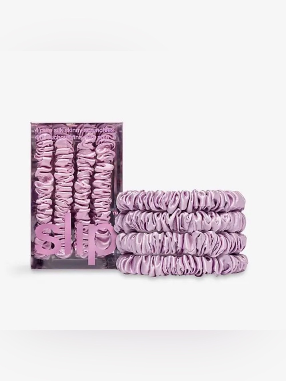 NWT Slip Pure Silk Skinny Scrunchies - 4 Pack Lilac / Lavender